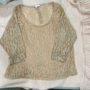 lace see through quarter sleeve shirt